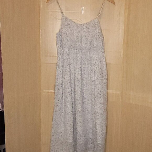 Marilyn Monroe Linen Blend Blue White Floral Adjustable Strap Sundress 12 - Picture 1 of 9